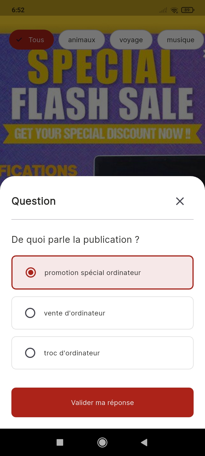 Interface de visionnage de vidéos